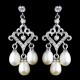 Antique Rhodium Small Freshwater Pearl Drop Chandelier Earrings