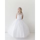Beaded Illusion Satin Tulle Key Hole Flower Girl Dress