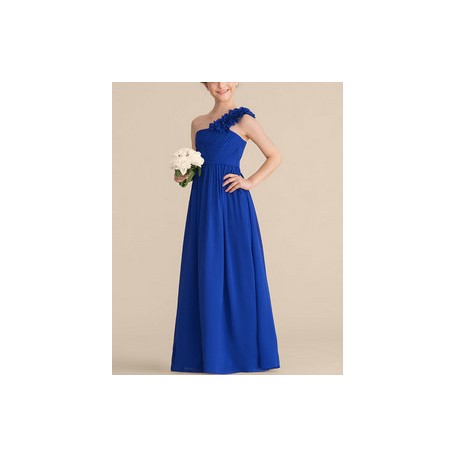 Floral One Shoulder Chiffon Junior Bridesmaid Dress