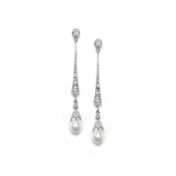 Vintage CZ Dangle Earrings with Freshwater Pearl
