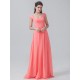 Cap Sleeves Pleated Chiffon Bridesmaid Dress