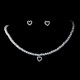 Heart Silver White Pearl Necklace & Earring Set