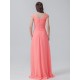 Cap Sleeves Pleated Chiffon Bridesmaid Dress