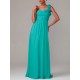 Ruched One Shoulder Floral Strap Bridesmaid Dress
