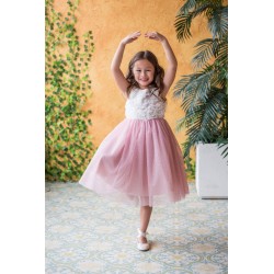 Rosette Ruffle Sparkly Flower Girl Dress