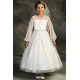 Long Sleeve Tulle Satin Illusion First Communion Dress