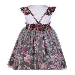 Black Floral Organza Flower Girl Dress