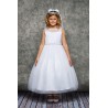 Venetian Lace Beaded Illusion First Communion Dress