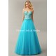 Lace Up Back Strapless Beaded A-line Tulle Ball Dresses
