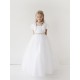 Long Illusion Sleeveless Satin Tulle First Communion Dress