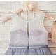 Key Hole Dotted Sheer Lace Appliques Flower Girl Dress