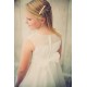 Pearl Trim Satin Organza First Communion Dress