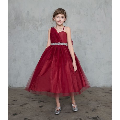 One Shoulder Tulle Flower Girl Dress