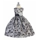 Silver Vine Flocked Velvet Flower Girl Dress