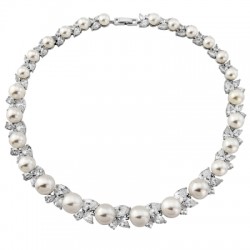 Luscious Pearl and Cubic Zirconia Necklace