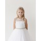 Long Illusion Sleeveless Satin Tulle First Communion Dress