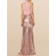 Halter Sequin Chiffon Bridesmaid Dress