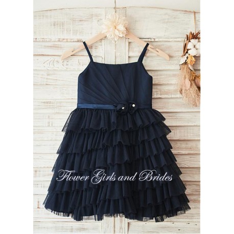 Tiered Ruffled Chiffon Flower Girl Dress