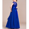 Cap Sleeves Floor-Length Lace Chiffon Junior Bridesmaid Dress