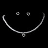 Heart Silver White Pearl Necklace & Earring Set
