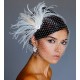 Circular Rhinestone Brooch Fascinator & Birdcage Veil