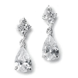 Wedding Earrings with CZ Pear Drop