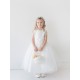 Satin Tulle Dress with Beaded Pearl Sleeves