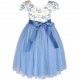 Smokey Blue Cap Sleeves Floral Tutu Flower Girl Dress