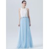 2 Piece Lace Chiffon Tulle Sleeveless Bridesmaid Dress