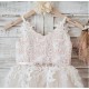 Lace Spaghetti Straps Flower Girl Dresses with belt
