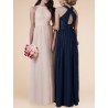 Chiffon Halter Bridemaid Dress with unique back detail
