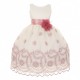 size 8 Ivory Dusty Rose Satin Embroidery Flower Girl Dress
