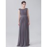 Lace Chiffon Bridesmaid Dress Round Neckline