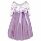 Lavender Tulle 3/4 Sleeve Floral Flower Girl Dress