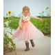 Peach Cap Sleeves Floral Tulle Tutu Flower Girl Dress