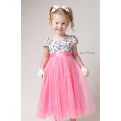 Cap Sleeves Vintage Floral Tutu Flower Girl Dress