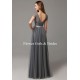 Lace Tulle V Neck Short Sleeves Bridesmaid Dress