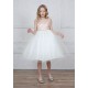 Bejewelled Metallic Lace V-back Flower Girl Dress